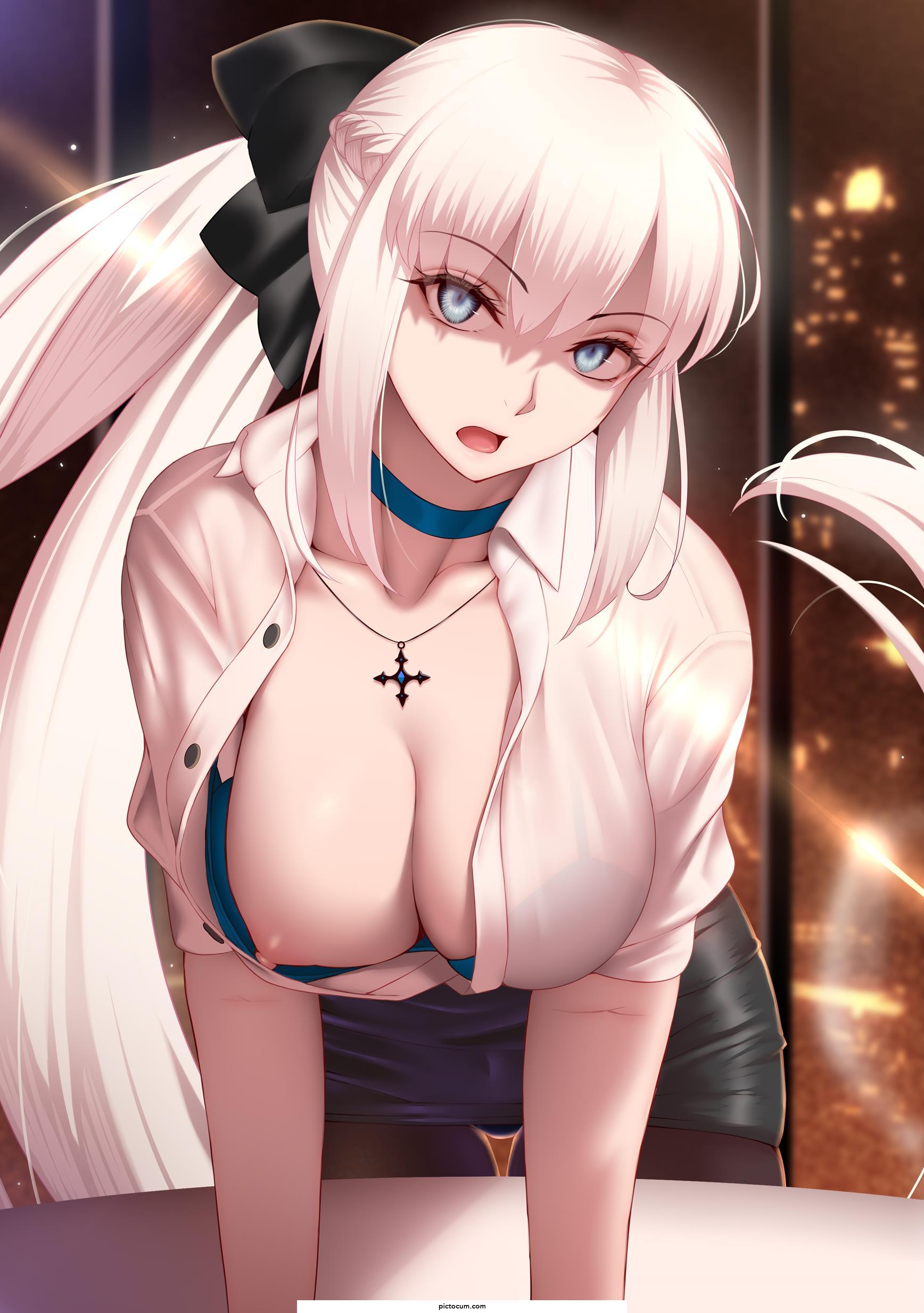 Unbuttoned shirt provides a nice view