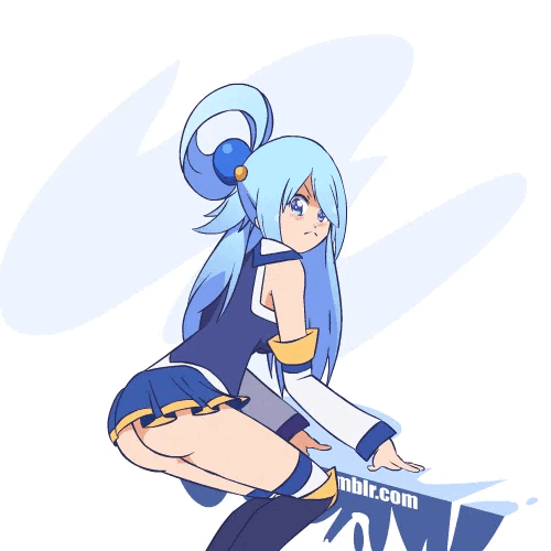 Aqua Showing Up Her Skirt