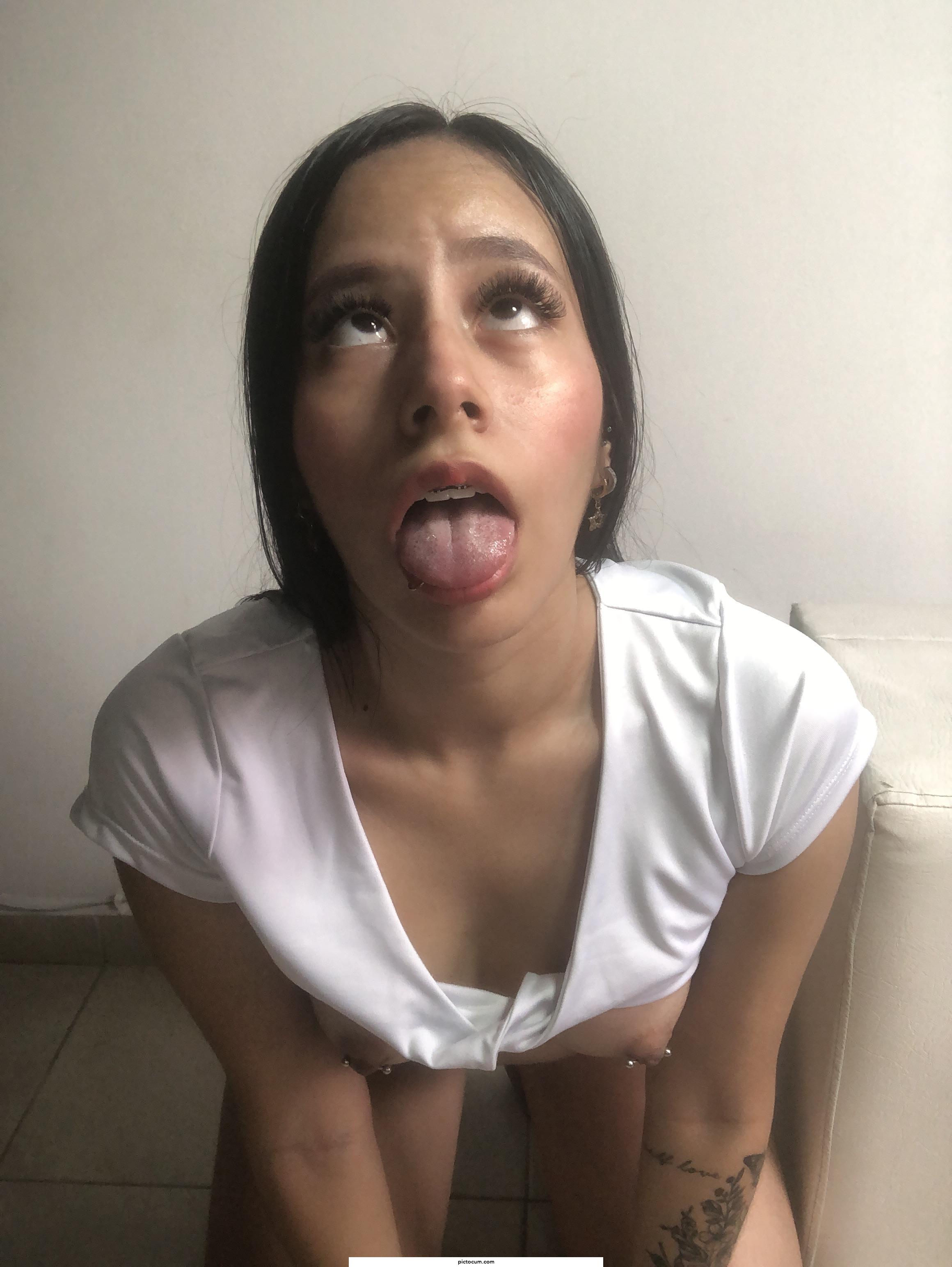 I'm waiting for your cum on my face with ahegao