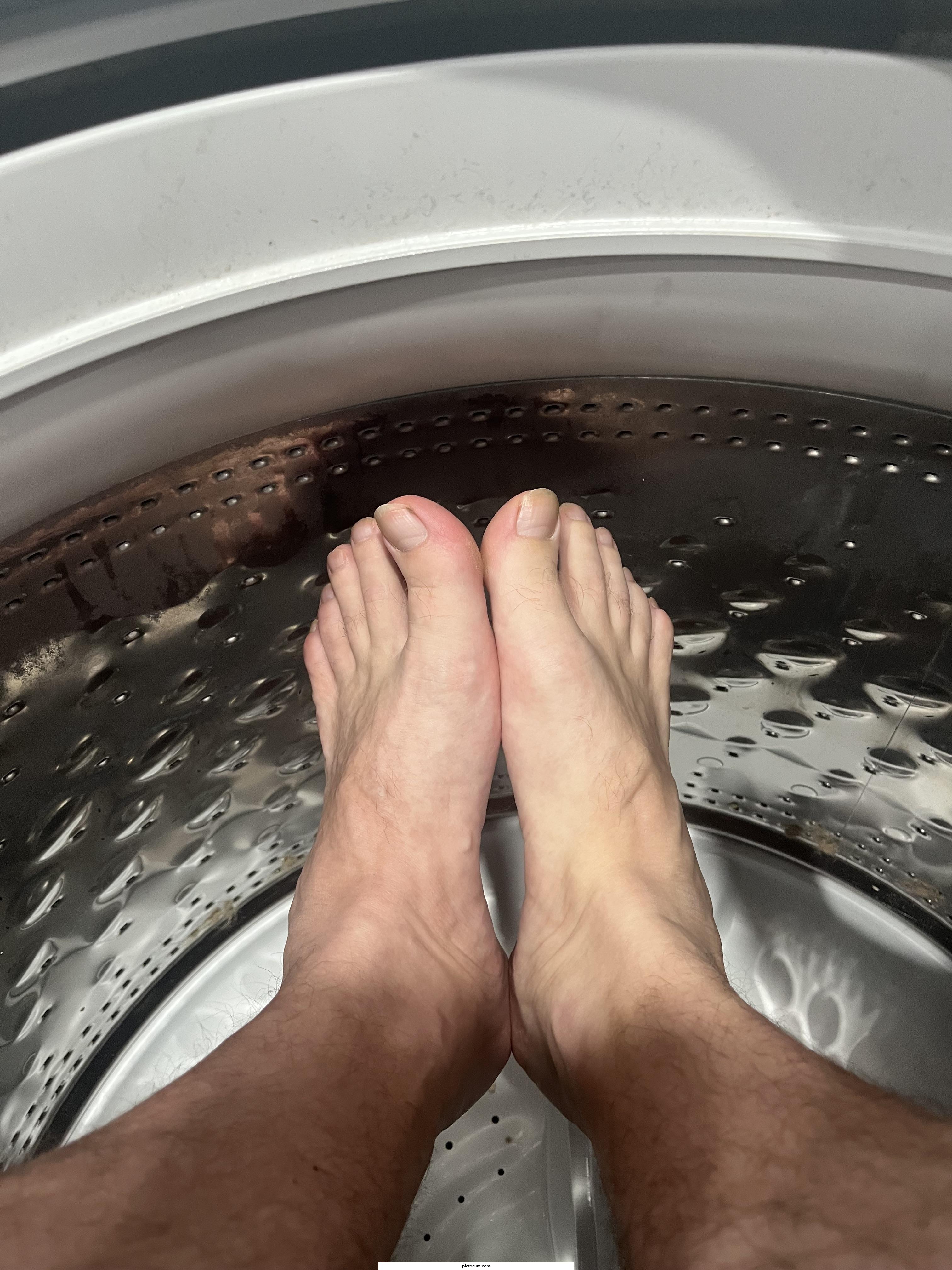 These feet are going in the wash