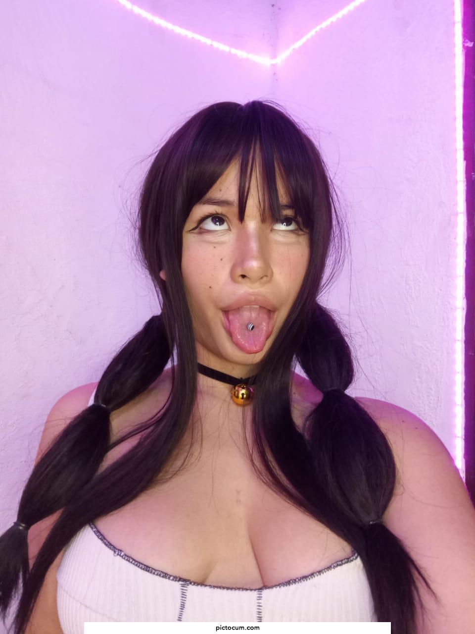 Can someone pls cum in my tongue