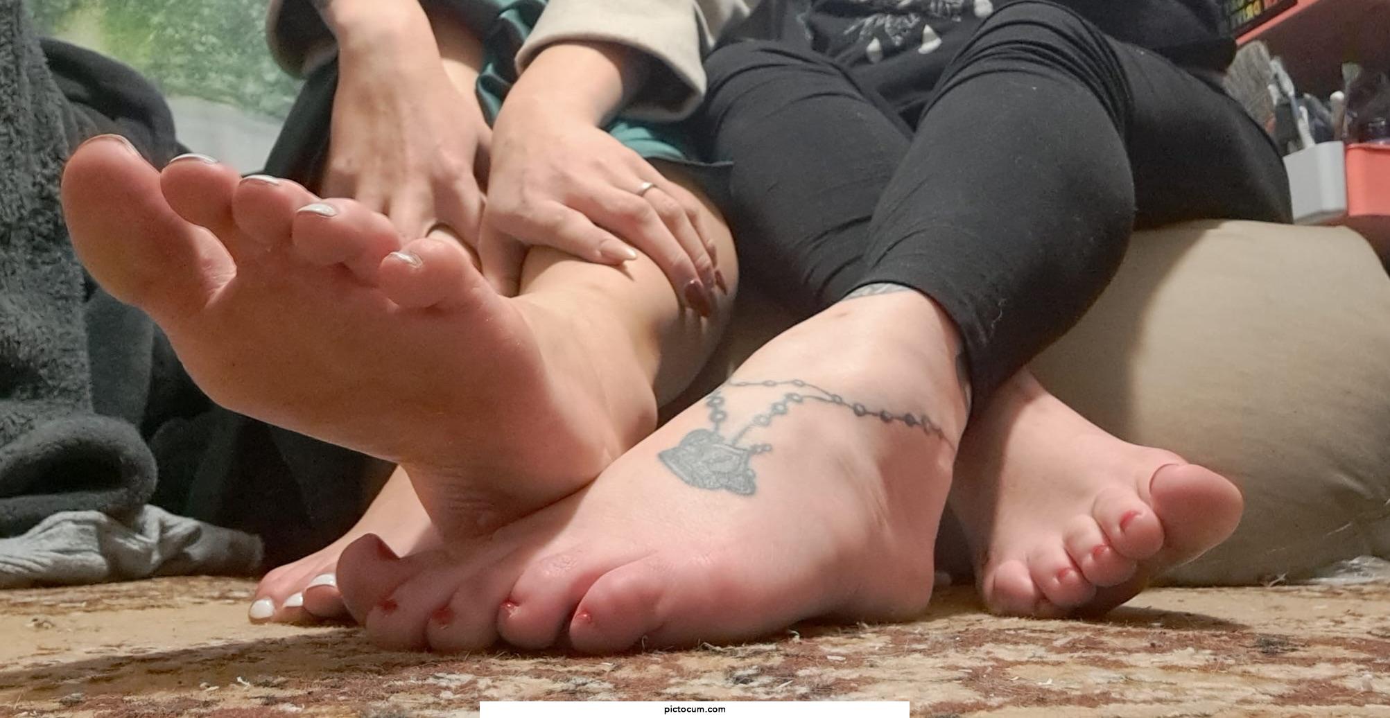 My girlfriend and I playing footsies in our art room ! Oc
