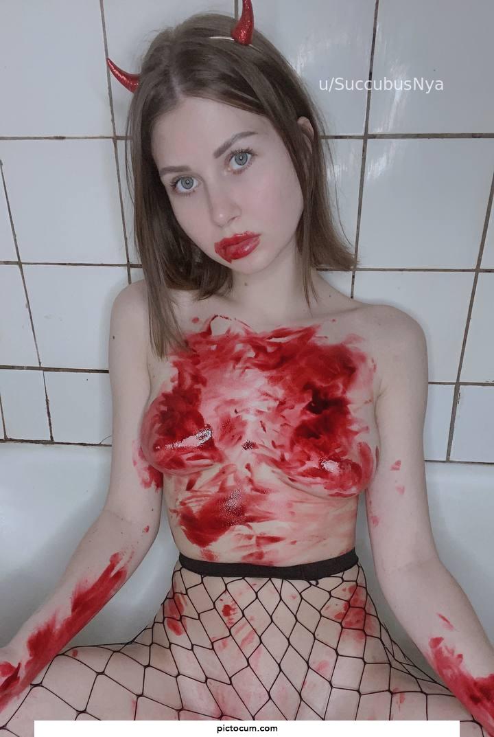 A succubus waiting for you in the bathroom