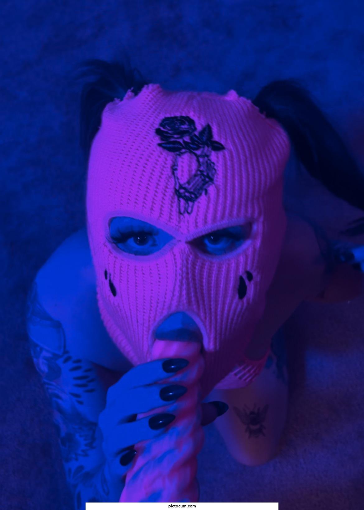 Cute and masked with a dick in my mouth