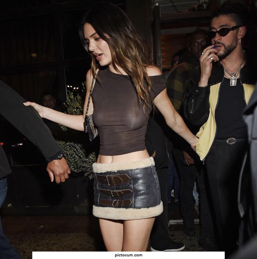 Kendall jenner in a mesh shirt