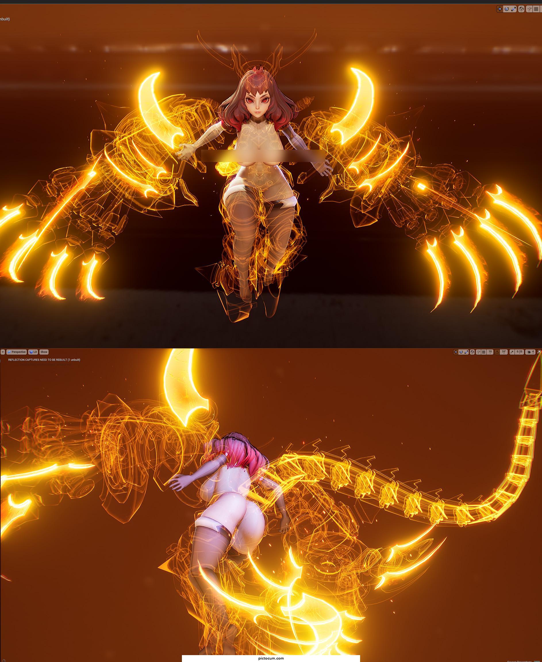 In-game anime-style mecha waifu showing off her claws