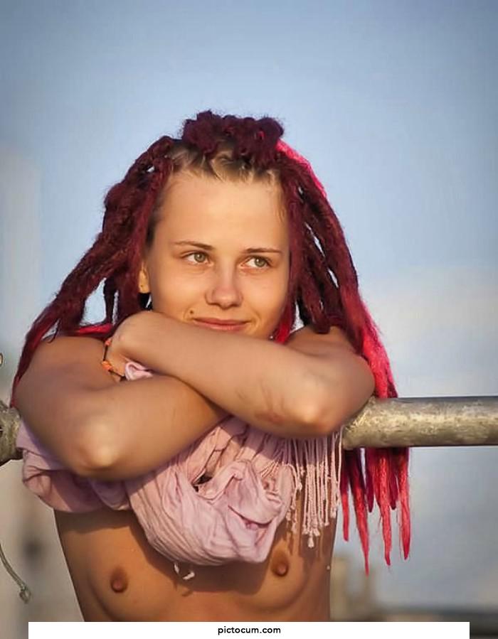 Dreadlocked hippie chick at Burningman