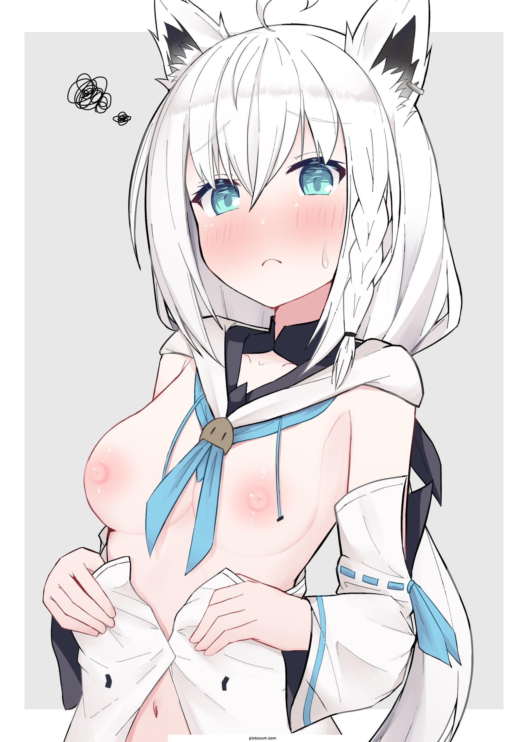 Shy Fubuki trying her best