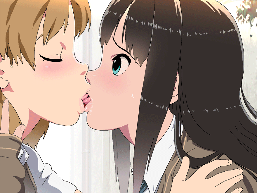 Yuri kiss while being stuck