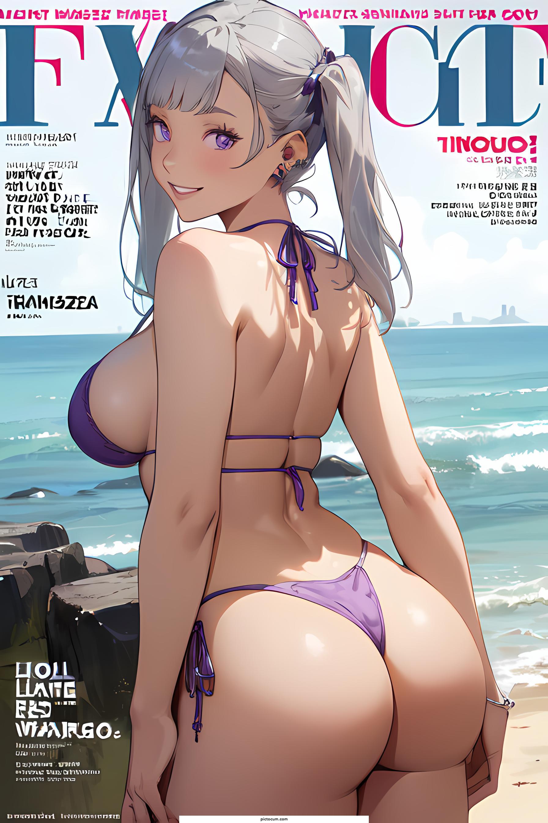 Noelle showing her newly enhanced assets.