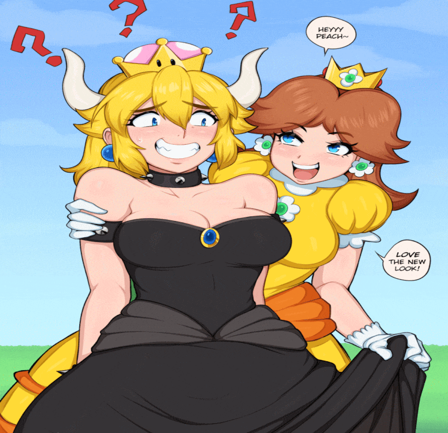 Daisy giving Bowsette a hand