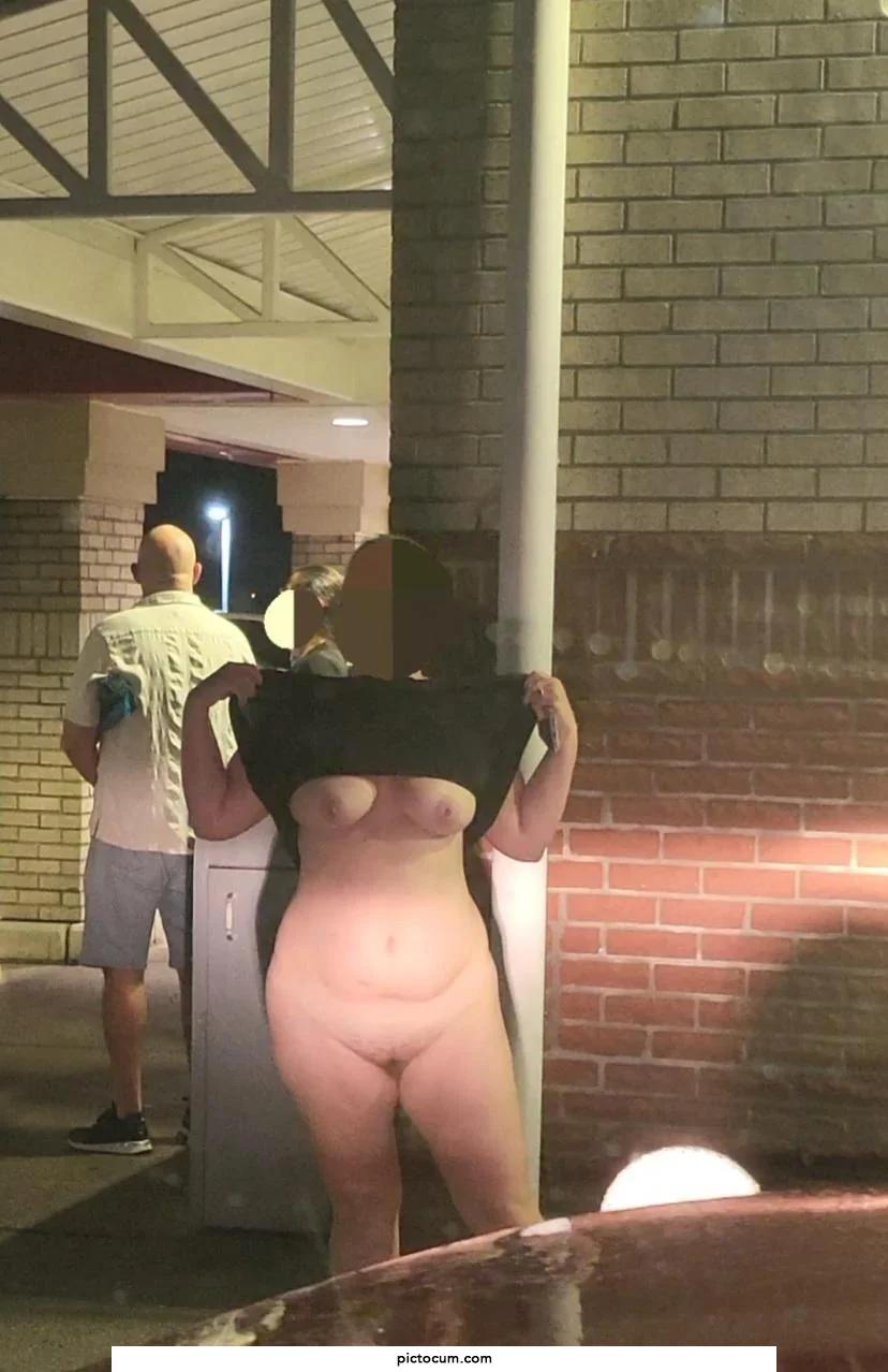 Wife flashing naked at the gas station. | PicToCum