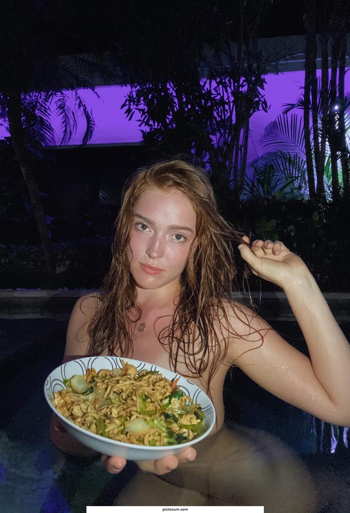naked dinner in the pool